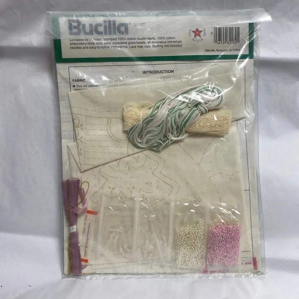 Vintage Bucilla Victorian Christmas 82180 Embroidery Pink Ornament Stitch Kit